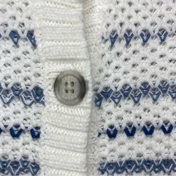 Chaps White Blue Stripes Long Sleeve Henley Pullover Sweater Women's Size XL - Picture 7 of 12